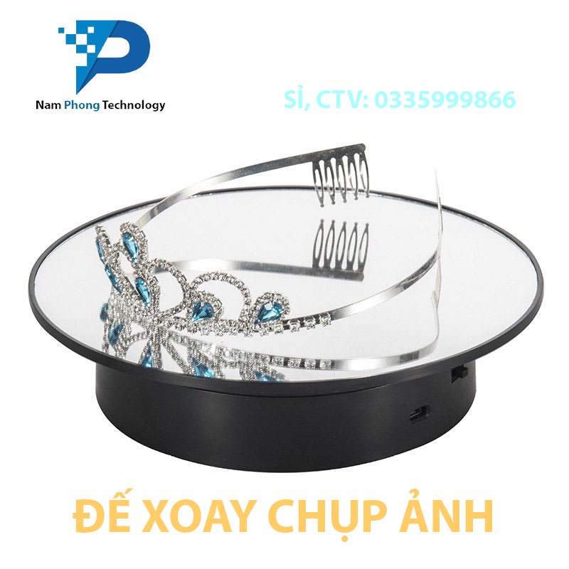 ĐẾ XOAY HỖ TRỢ CHỤP ẢNH SẢN PHẨM TỰ ĐỘNG 360 ĐỘ ĐƯỜNG KÍNH 20CM CHỊU LỰC 3KG - SẠC USB - BH 1 THÁNG