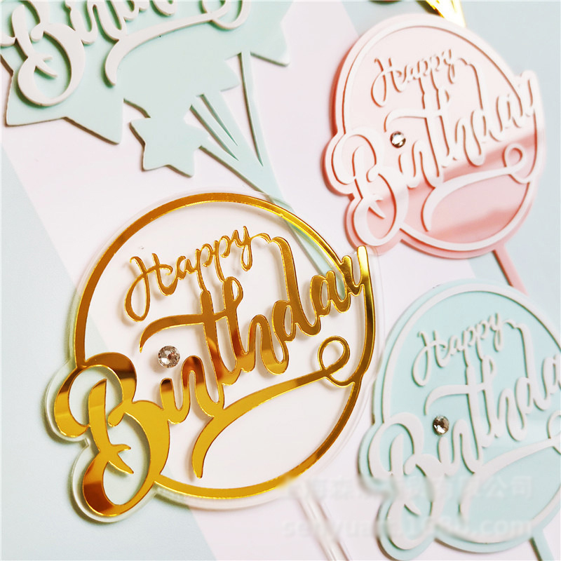 Que Chữ Happy Birthday Cắm Trang Trí Bánh Kem