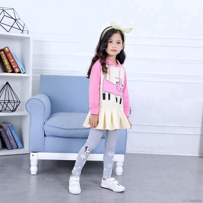 Quần Legging Cotton Lưng Thun In Họa Tiết Hoạt Hình Cho Bé Gái (2-7 Tuổi)