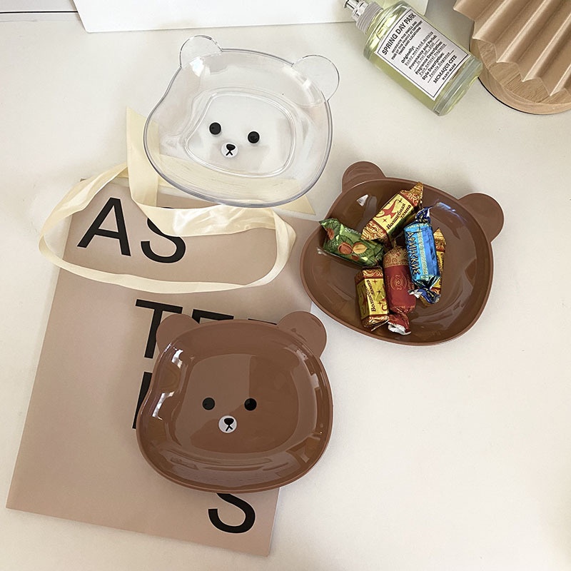 Bộ 8 KHAY GẤU nhựa nâu và trong Kèm khay đựng đồ ăn tiện lợi