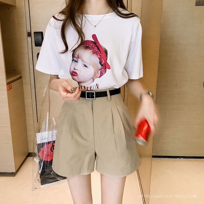 Quần short ống rộng eo cao phong cách mùa hè  trẻ trung cho nữ