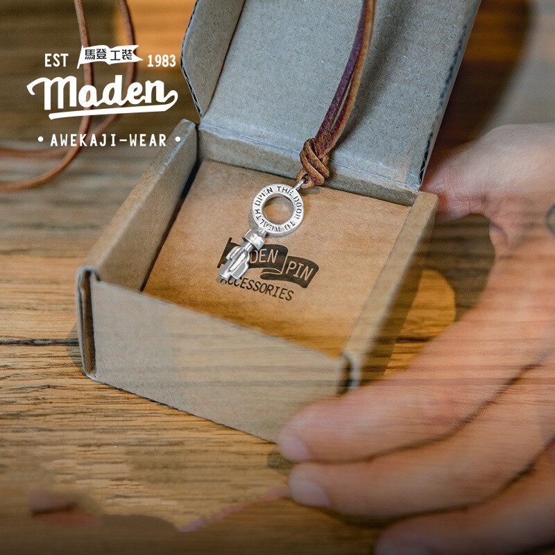 MADEN Vòng cổ Bạc 925 Mặt Hình Chìa Khóa Phong Cách hip hop Mỹ Cổ Điển Thời Trang Mùa Hè 2022