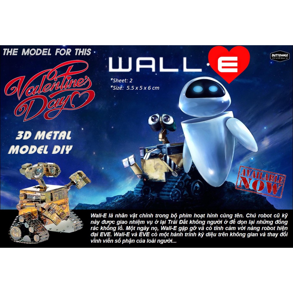 Mô Hình Lắp Ráp 3d Robot Biết Yêu - WALL-E