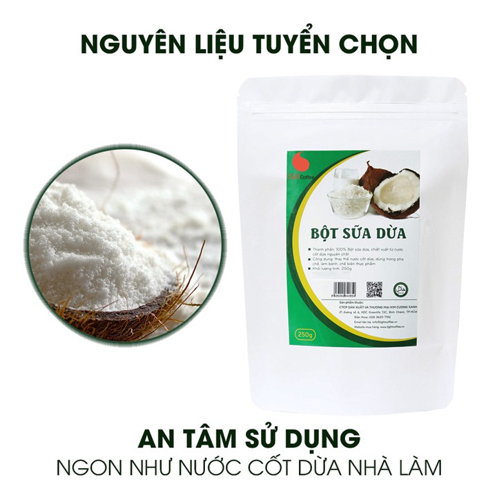 [Mã FMCGM25 - 10% ĐH 150K] Bột sữa dừa thơm, béo chiết xuất từ nước cốt dừa Gói 250g - Light coffee