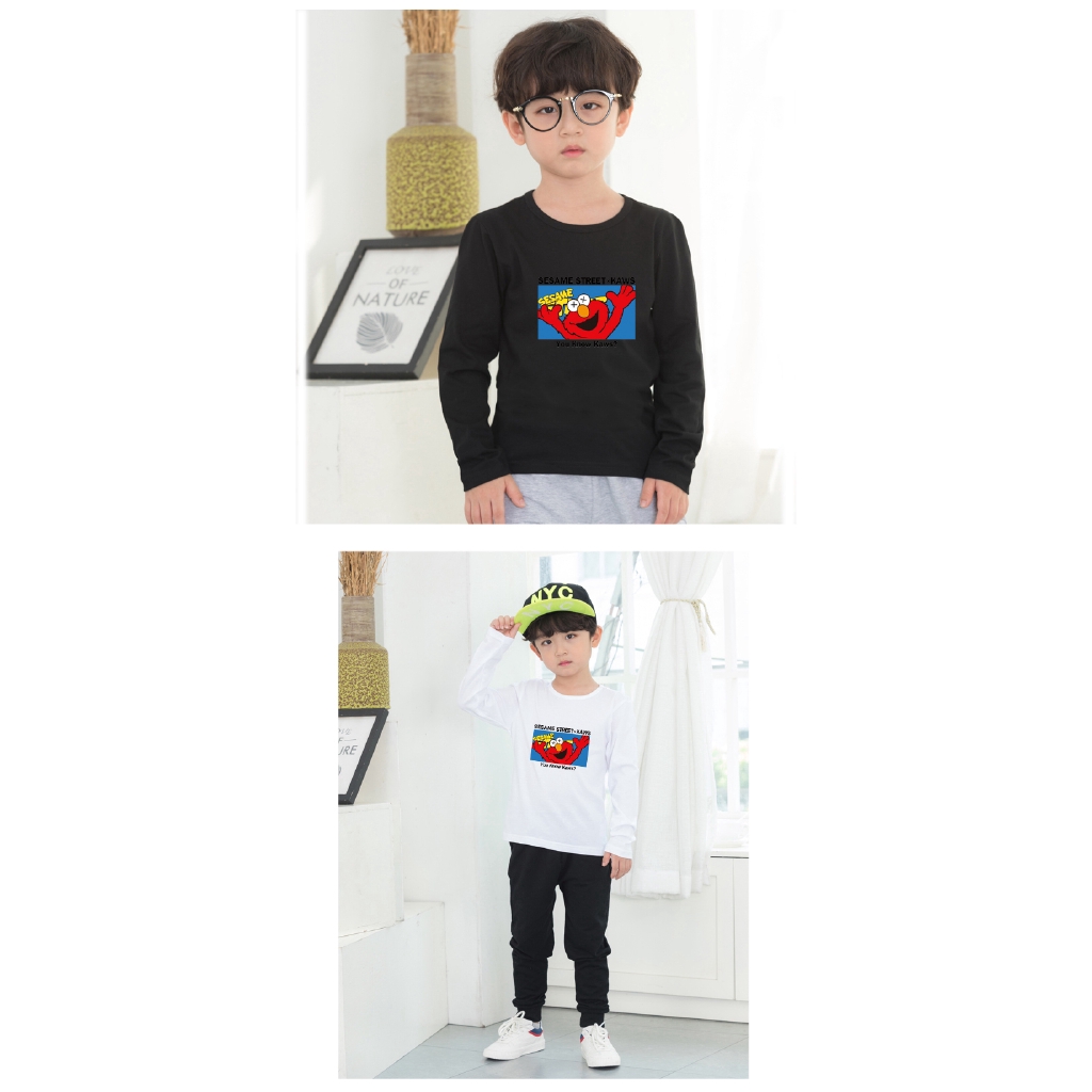 Áo Thun Cotton Tay Dài In Hoạt Hình Sesame Street 1 9 Màu Lựa Chọn