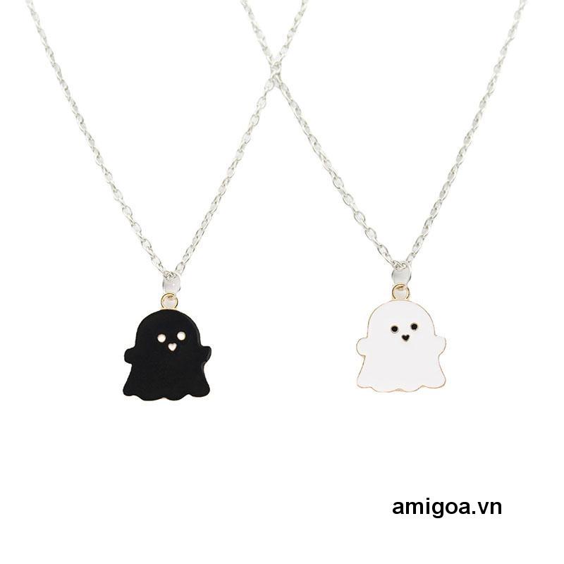 ✨✨Dây chuyền hợp kim mặt hình con ma hoạt hình màu trắng đen dễ thương dành cho cặp đôi