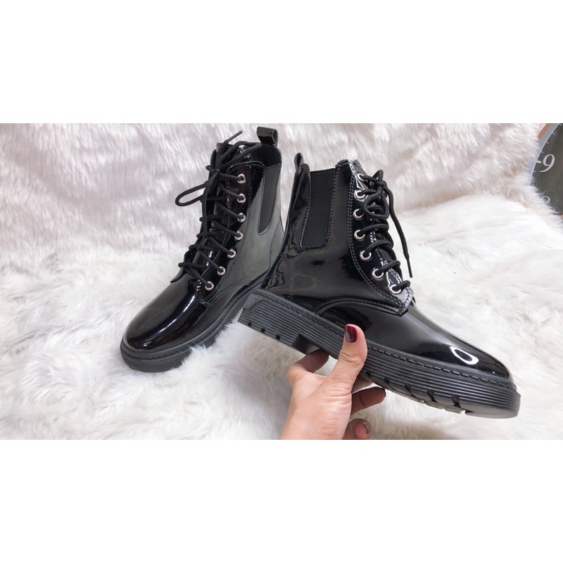 [Freeship] [[hàng đẹp loại 1]Giày bốt uzzang đen bóng, đen nhám cổ chun phong cách Hàn Quốc