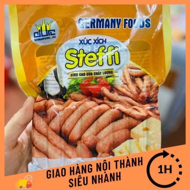 Xúc xích Đức phomai steffi 250gr. CHỈ SHIP HÀ NỘI. Chiên, thả lẩu hoặc nướng. Hàng công ty An Bình Foods. Hương vị Đức