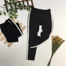 quần vải kẻ sọc trắng