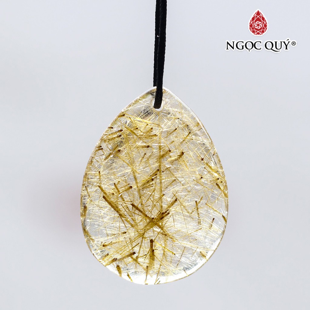 Mặt dây chuyền đá thạch anh tóc vàng giọt nước rutilated quartz - Ngọc Quý