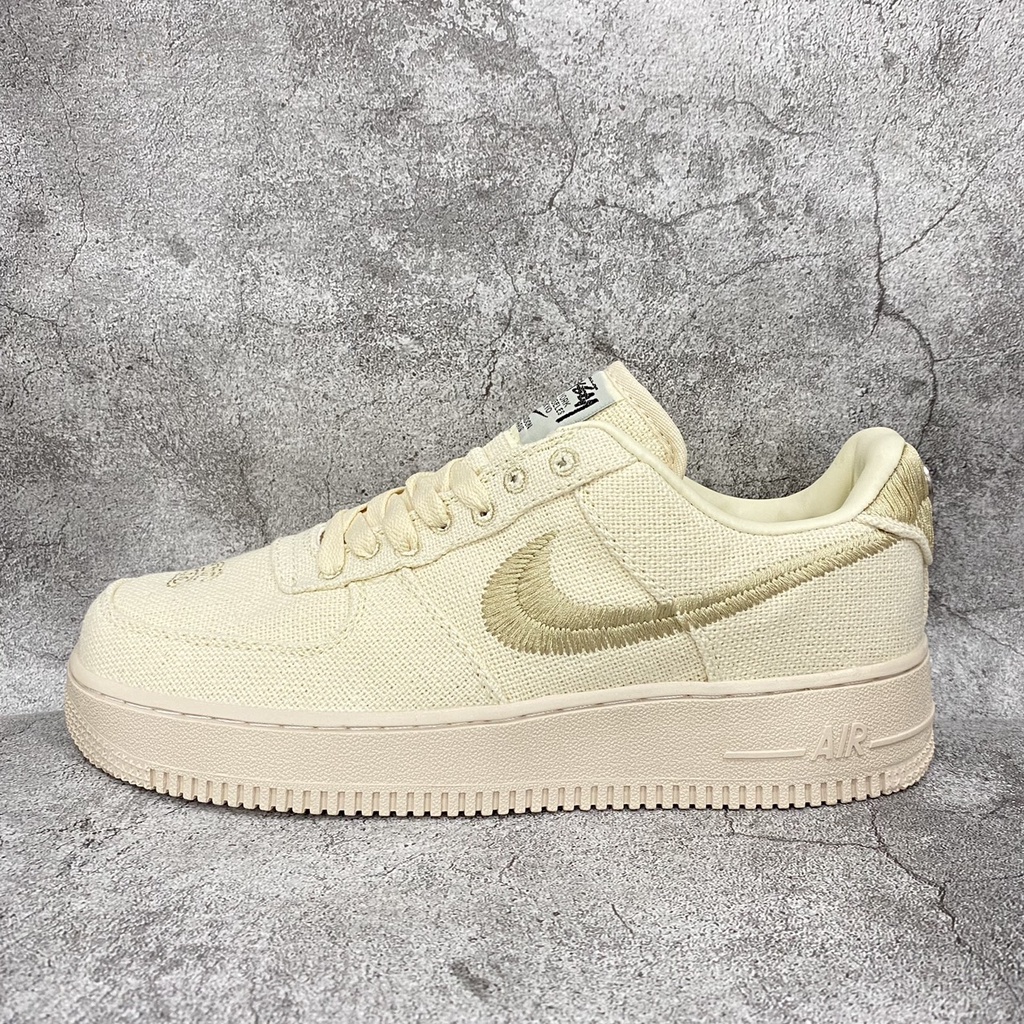Giày Thể Thao Nam Nữ Sneaker AF1 Cổ Thấp Vải Thêu Viền Vàng  Vàng Full Size.