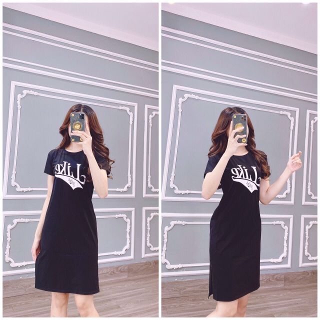 Đầm suông THUN THÁI LiKe form dài - xẻ tà (bao chất đẹp) | BigBuy360 - bigbuy360.vn