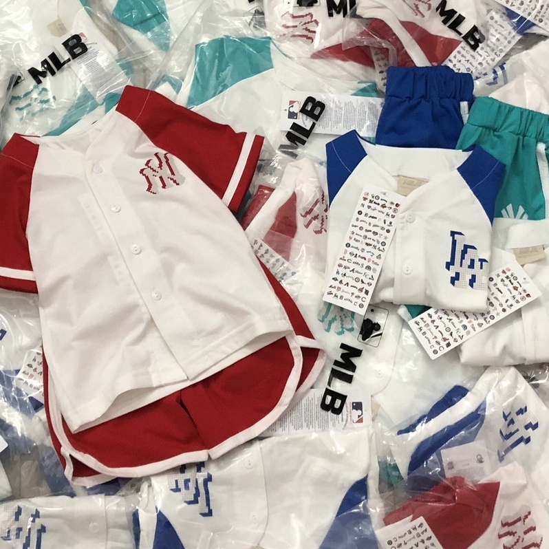 Đồ bộ cộc tay bé trai - Set bộ bóng chày MLB cho bé trai size 90-150
