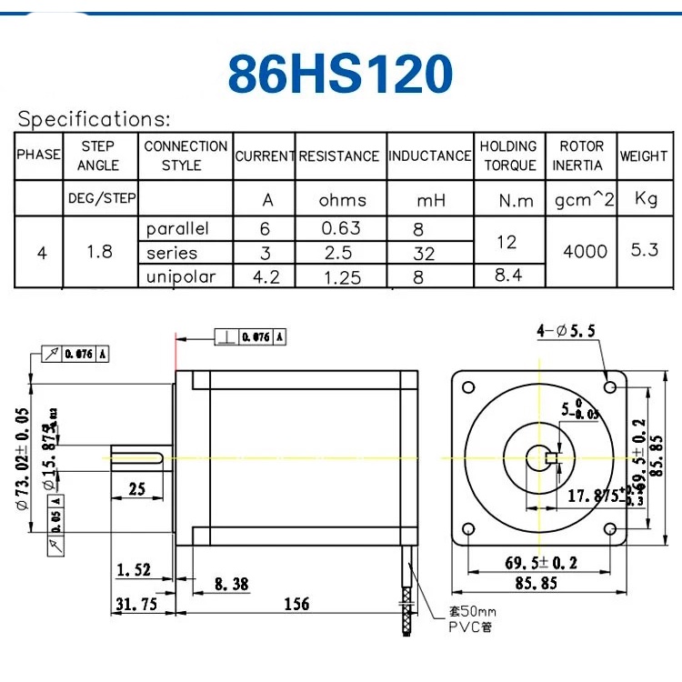 Động cơ bước size 86 chính hãng Leadshine 86HS45 86HS85 86HS120