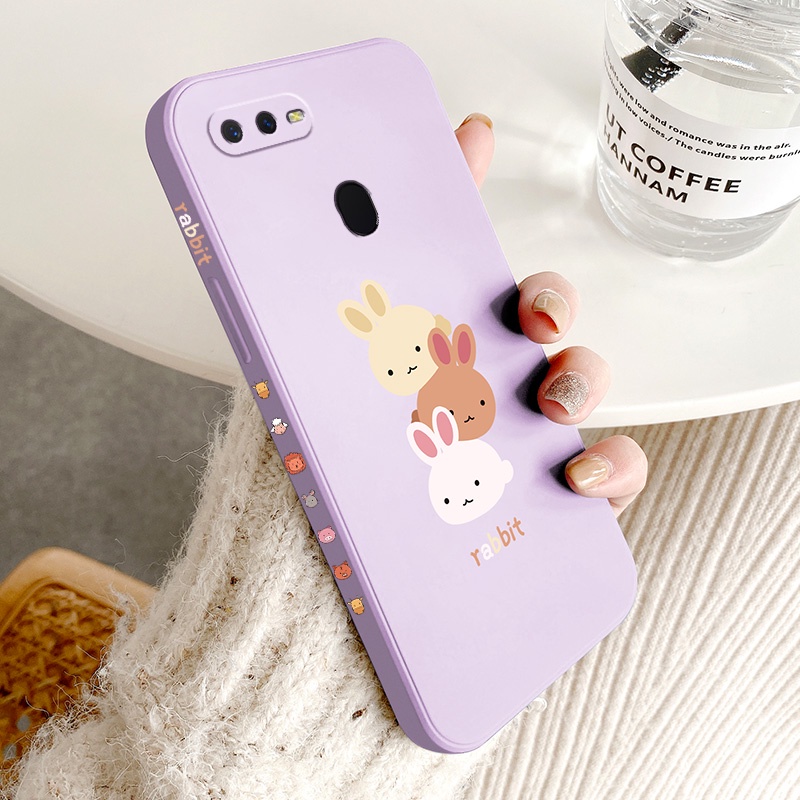 Ốp lưng oppo a5s a12 a7 f9 Ốp Điện Thoại TPU Silicone Hình Ba Chú Thỏ Đáng Yêu Kèm Dây Đeo Cho oppo a5s a12 a7 f9