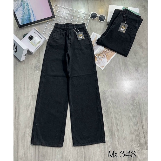 (Hình Thật Shop Chụp) Quần Jeans Ống suông Trơn  Nữ Lưng Cao Màu Xanh Shop Yuri Jeans