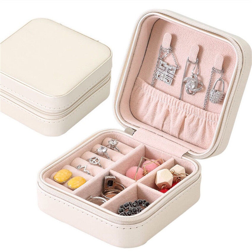 Hộp Đựng Trang Sức Mini Cho Nữ Đựng Vòng Cổ Nhẫn Bông Tai Hộp Đựng Đồ Trang Sức Có Khóa Kéo
