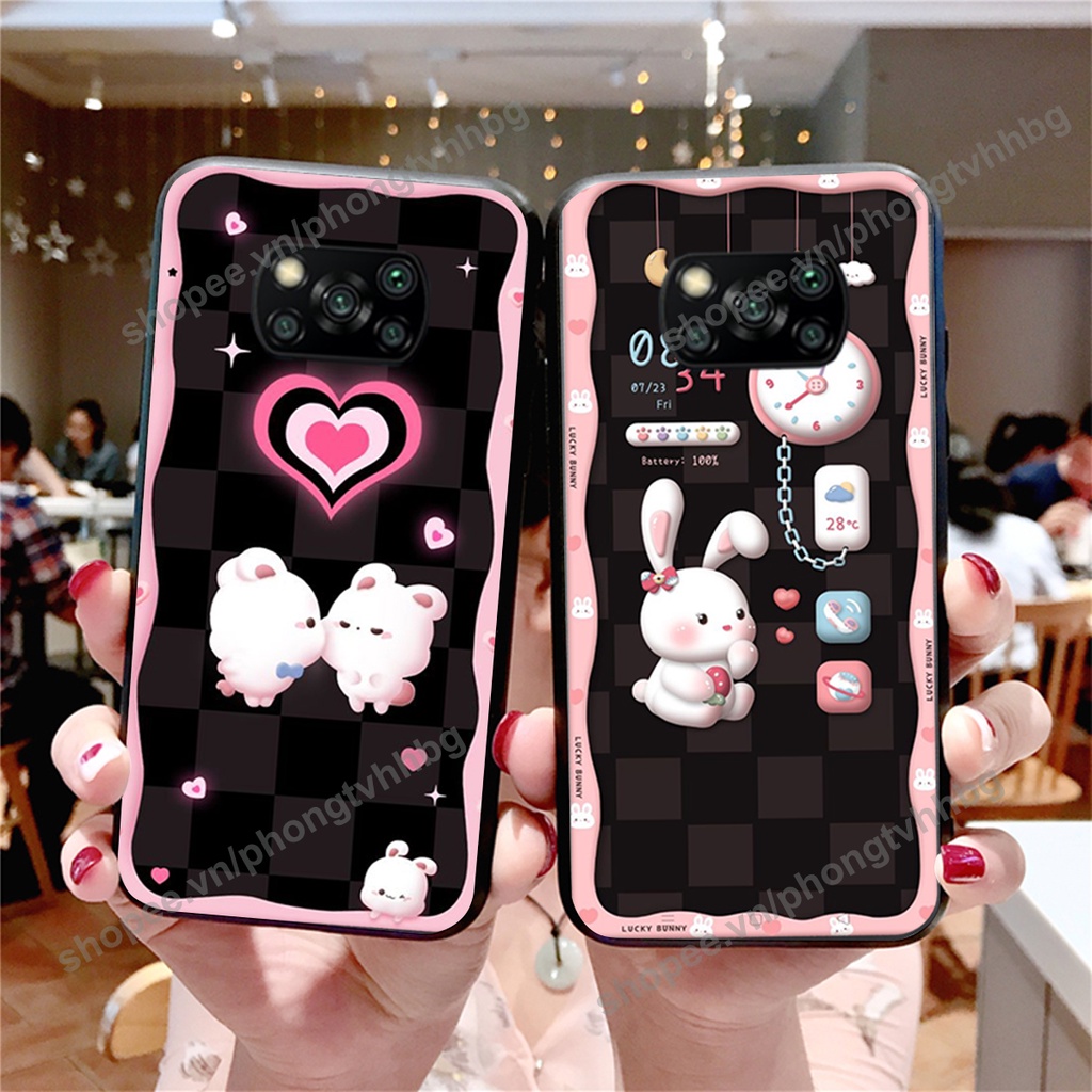 Ốp lưng Xiaomi Poco X3 / Poco X3 Pro gấu,thỏ trắng , đồng hồ dễ thương cute cực đẹp