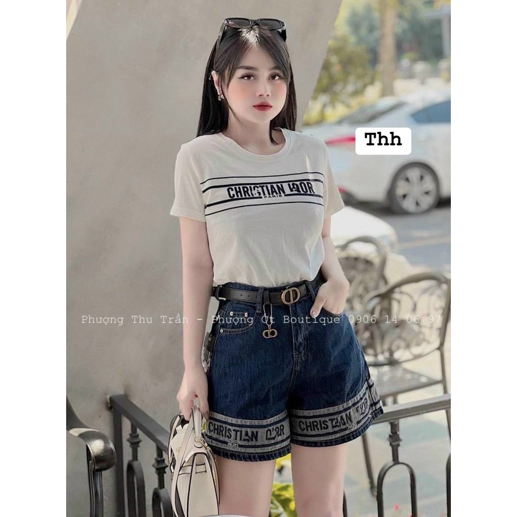 Quần short jean nữ cạp cao ống rộng dày dặn GẤU DI.OR