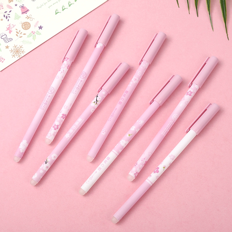 1 Bút Mực Gel Ngòi 0.5mm Có Thể Xóa Được Hình Hoa Anh Đào Màu Hồng/Xanh Dương