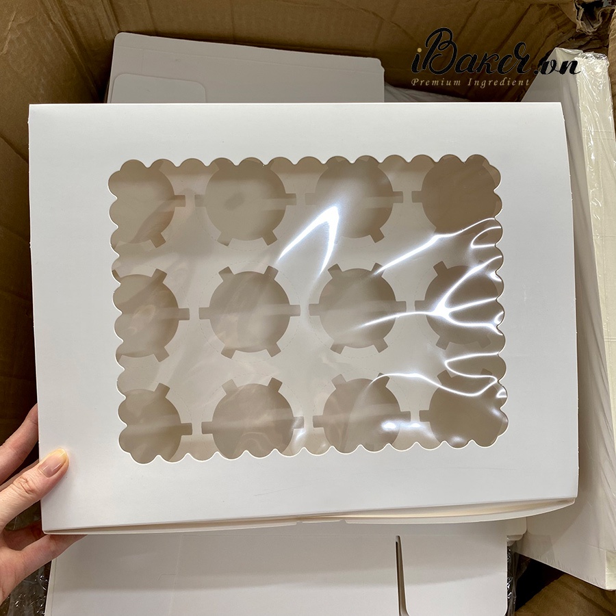 Hộp Cupcake 12 Bánh Mở Nắp 25x32,5x9cm