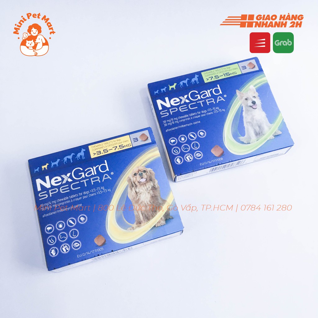 NEXGARD SPECTRA - Loại bỏ ve, bọ chét, tẩy giun cho chó - Vị thịt bò