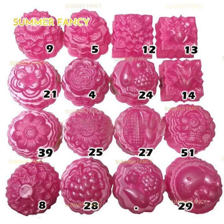 Khuôn rau câu trung thu HỒNG 9cm nhận xôi cơm, hộp đế đen đựng bánh  - Moon cake