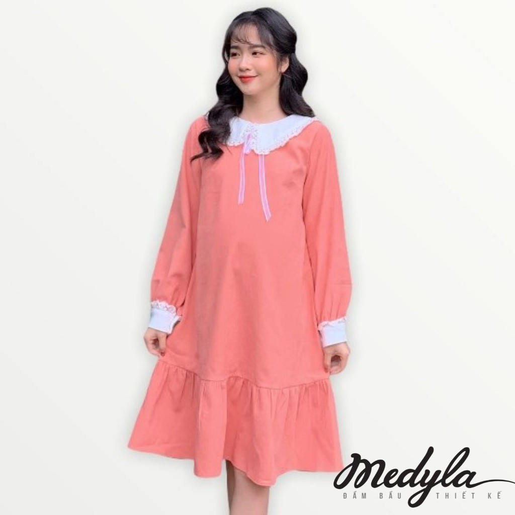 MEDYLA - Váy bầu thiết kế cách điệu nhung lì cho mẹ bầu diện tết - VS475