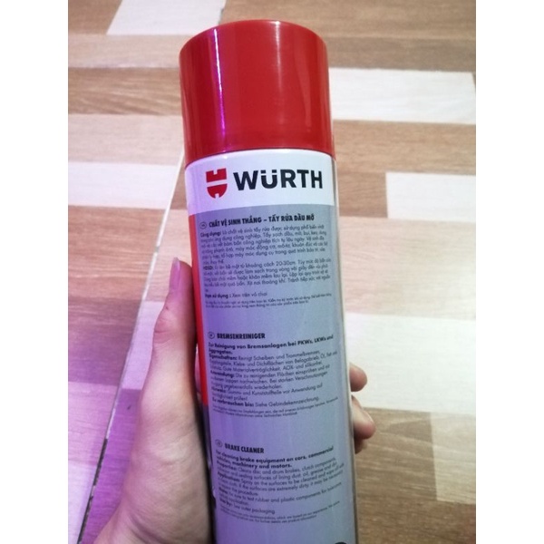 Vệ sinh bố thắng đĩa phanh, dầu mỡ Wurth 500ml chính hãng