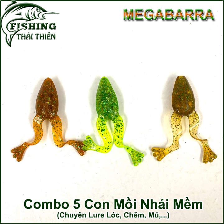 Combo 5 Con Mồi Giả Nhái Mềm Không Lưỡi Câu Lure RY26 Dài 60mm Nặng 5g Mẫu Mới Nhiều Màu Siêu Nhạy