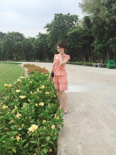 Đầm voan tầng nơ eo phối ren 🍓🍓🍓
