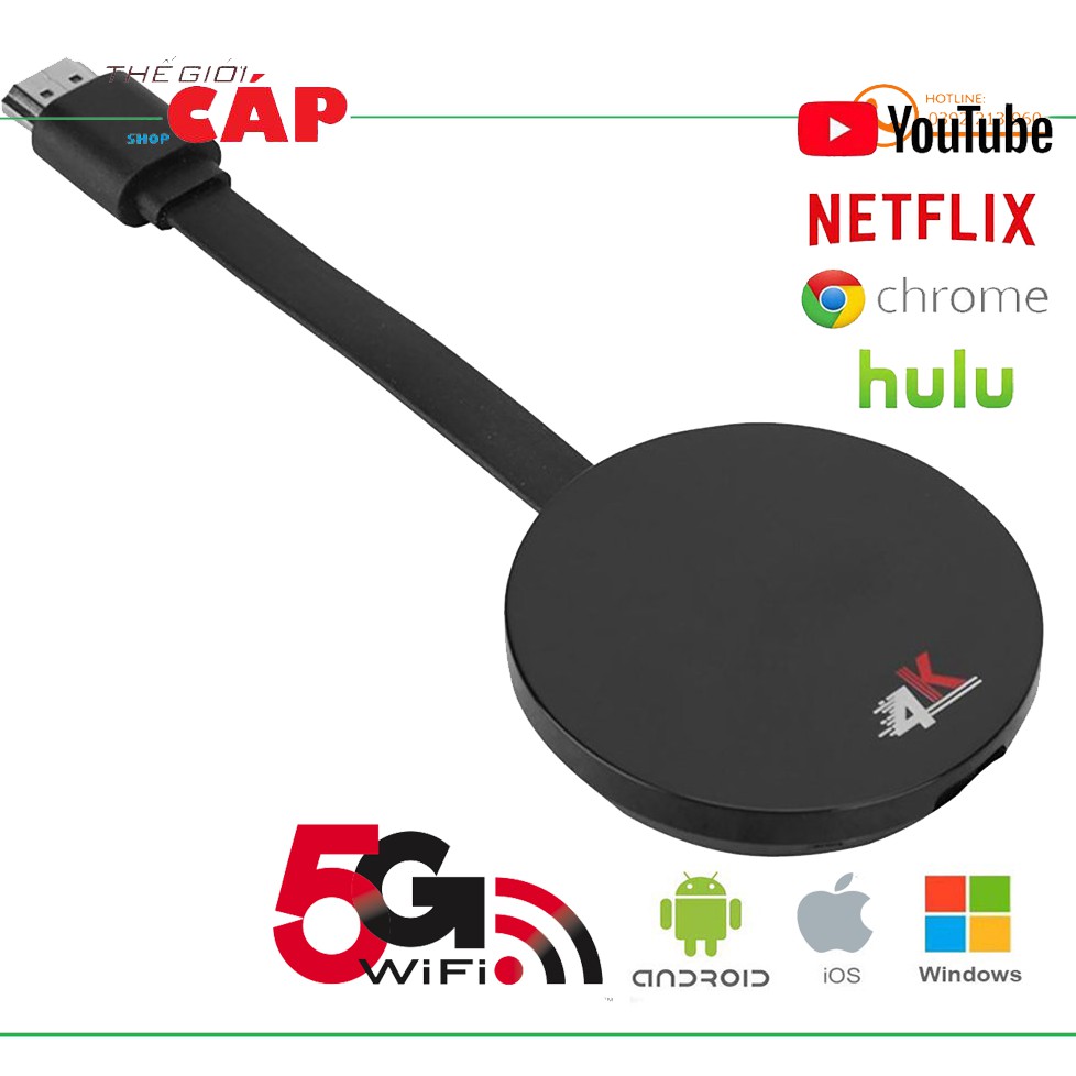 Thiết Bị Kết nối HDMI Không Dây 2.4G 5G Từ Mobile, Tablet, Laptop ra Tivi Chromecast 4K Google G2P