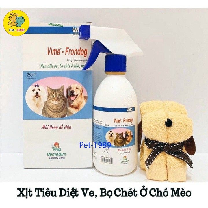 [TN]Vime- FRONDOG 250ml thuốc xịt trị ve, bọ chét ở Chó Mèo Pet-1989RẺ VÔ CỰC