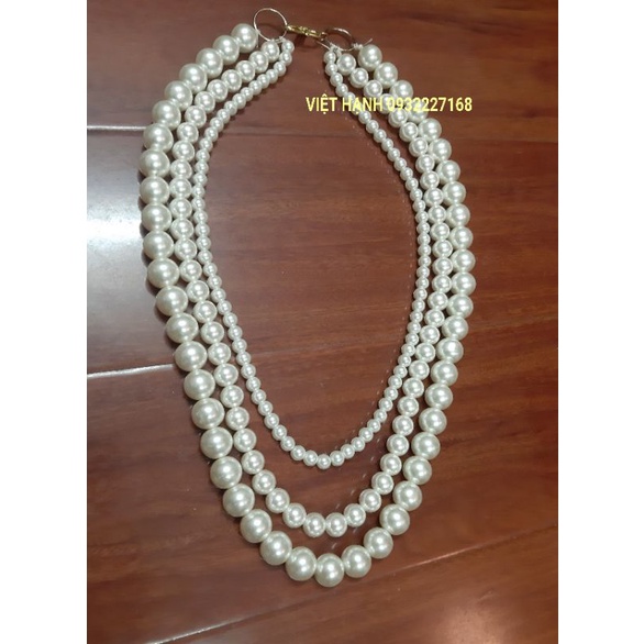 Chuỗi hạt trắng 3 tầng - phụ kiện Hầu Đồng