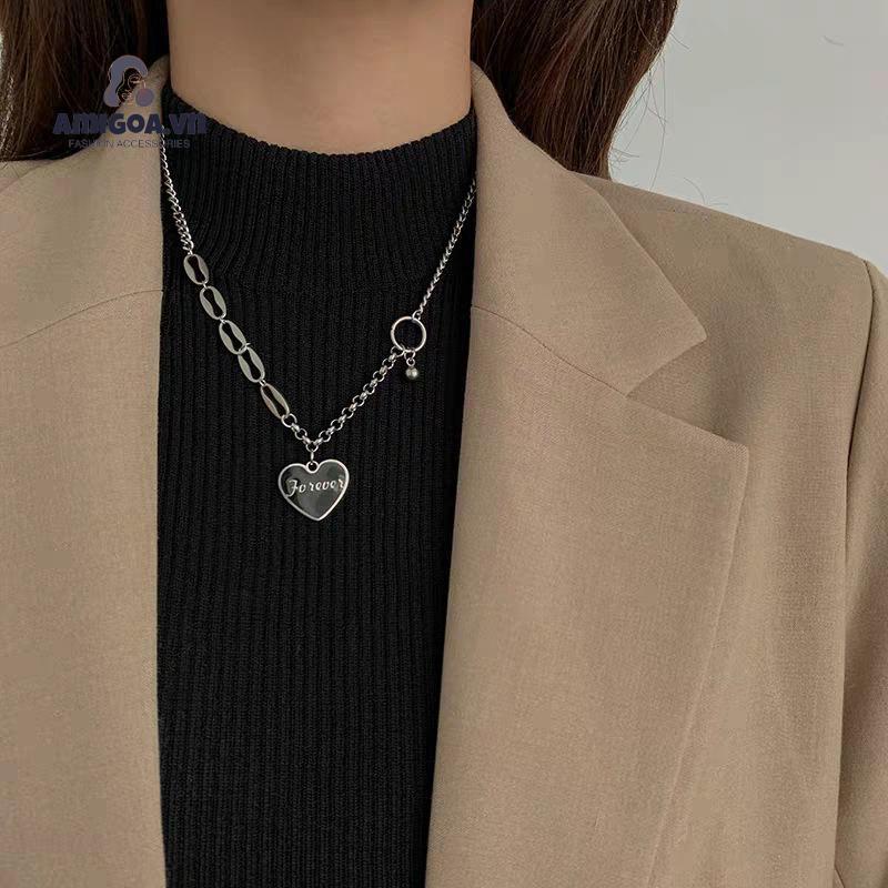 ✨✨Vòng cổ mặt trái tim đen phong cách hip hop thời trang