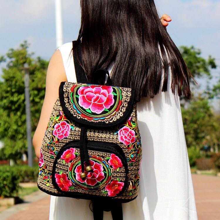 Balo vải mini thêu tay họa tiết độc đáo - T05BL852