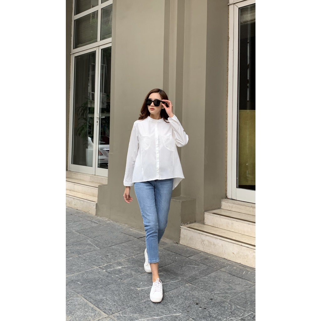 Áo sơ mi trắng cổ tàu_A9016