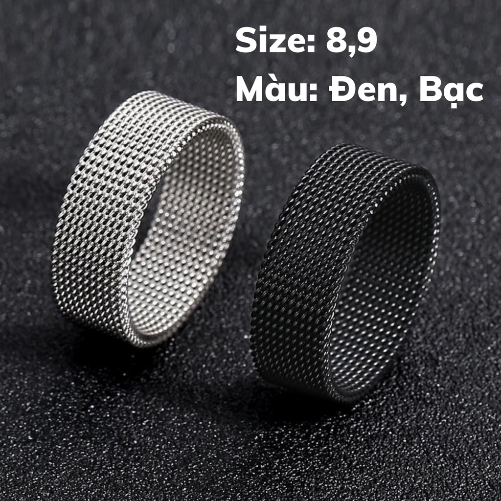 Nhẫn Nam Nữ Xích Titan Không Gỉ Phong Cách Hiphop Kuu Studio Màu Đen Bạc Đẹp Cao Cấp, Nhẫn Elas Ring