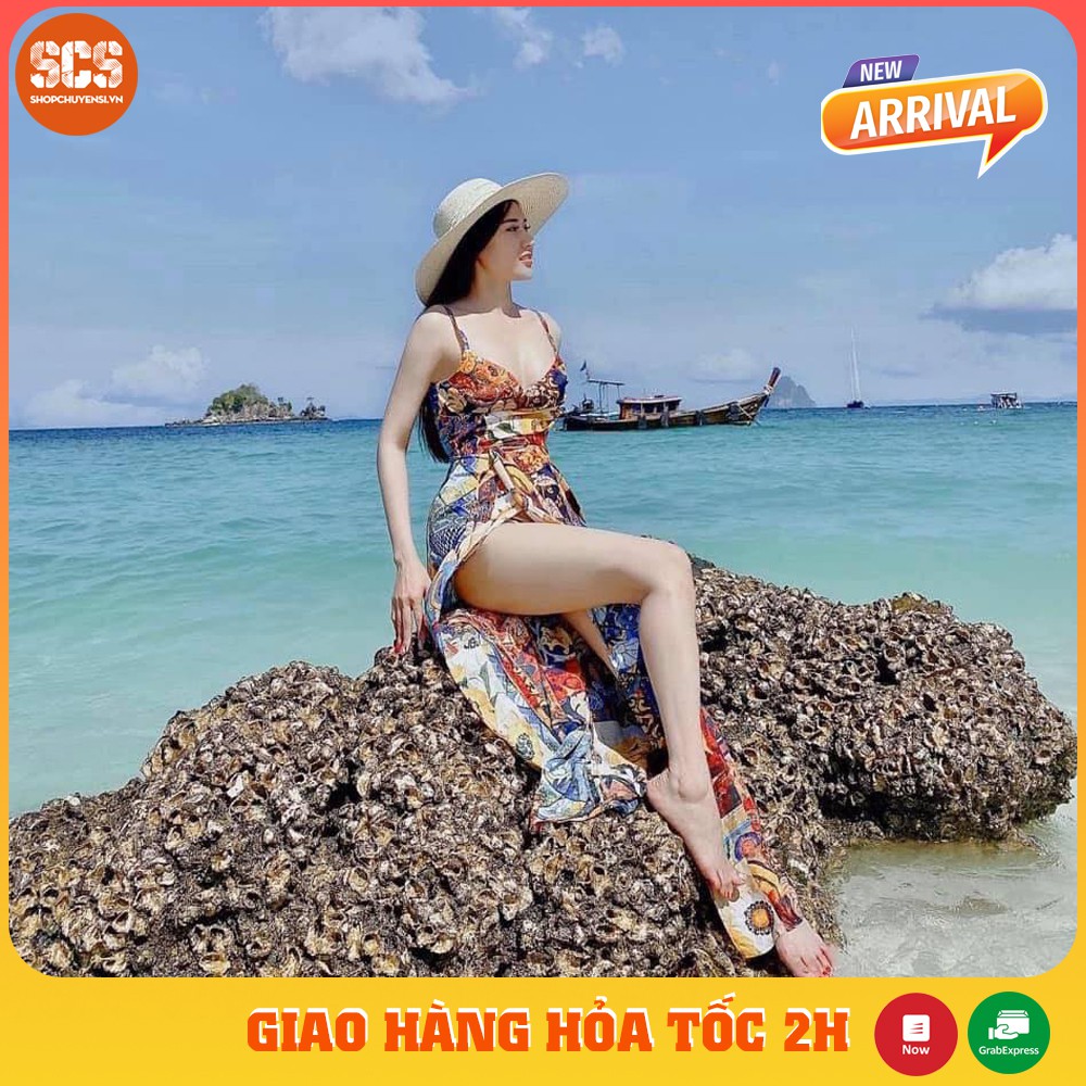 Đầm maxi thổ cẩm xẻ tà cao cấp | BigBuy360 - bigbuy360.vn