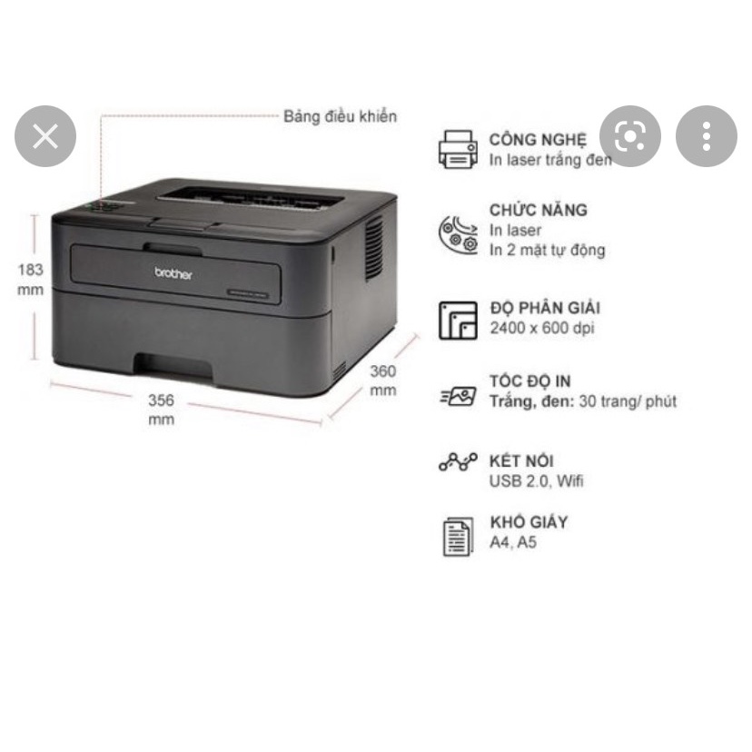 Máy In Laser Brother HL-L2366DW - hàng chính hãng bảo hành 24 tháng - in qua wifi / điện thoại và đảo 2 mặt tự động