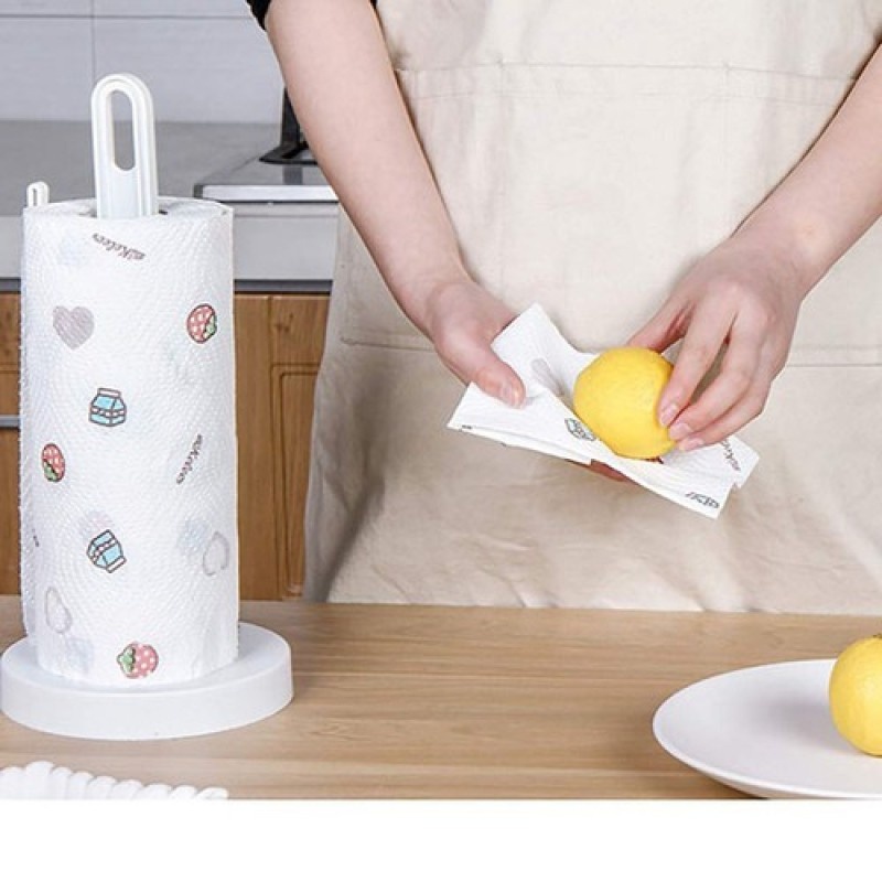 Cuộn khăn lau đa năng nhà bếp hoạ tiết trắng - cuộn 40 khăn