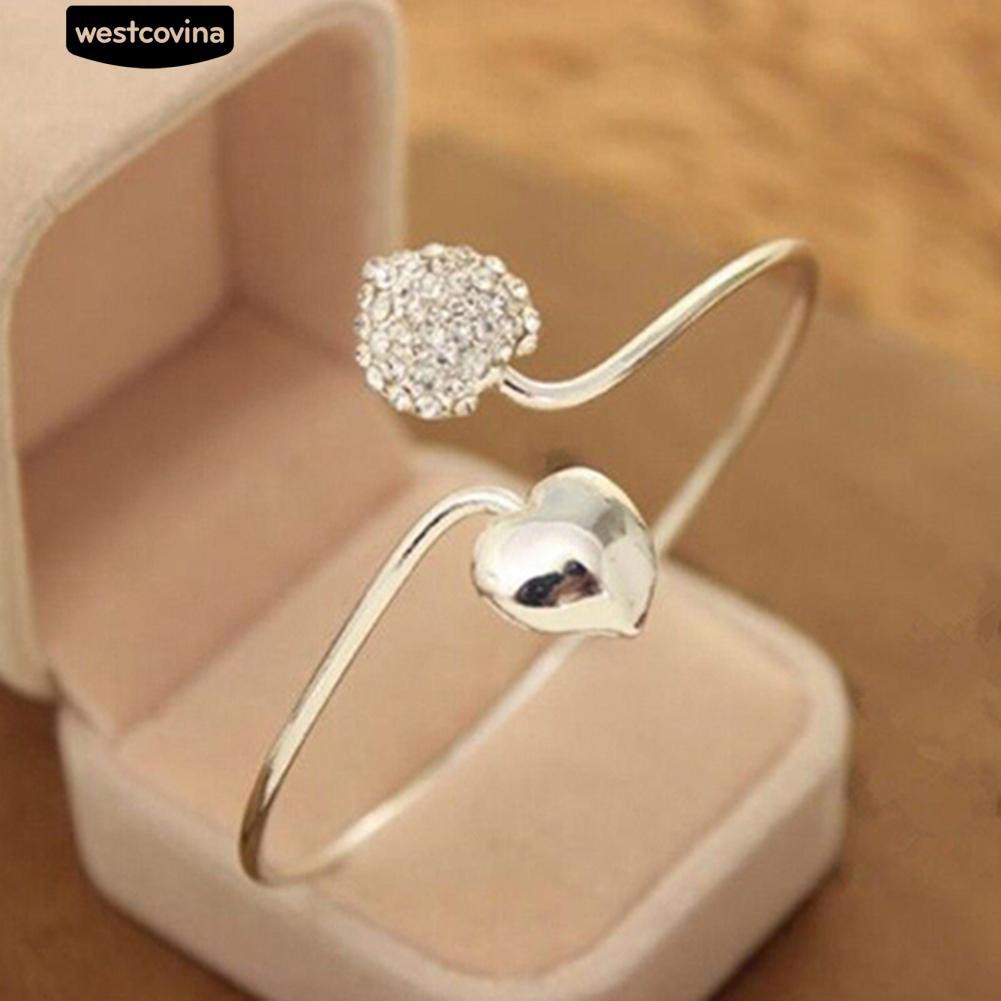 Vòng tay thời trang mạ bạc đính đá hình trái tim sang trọng