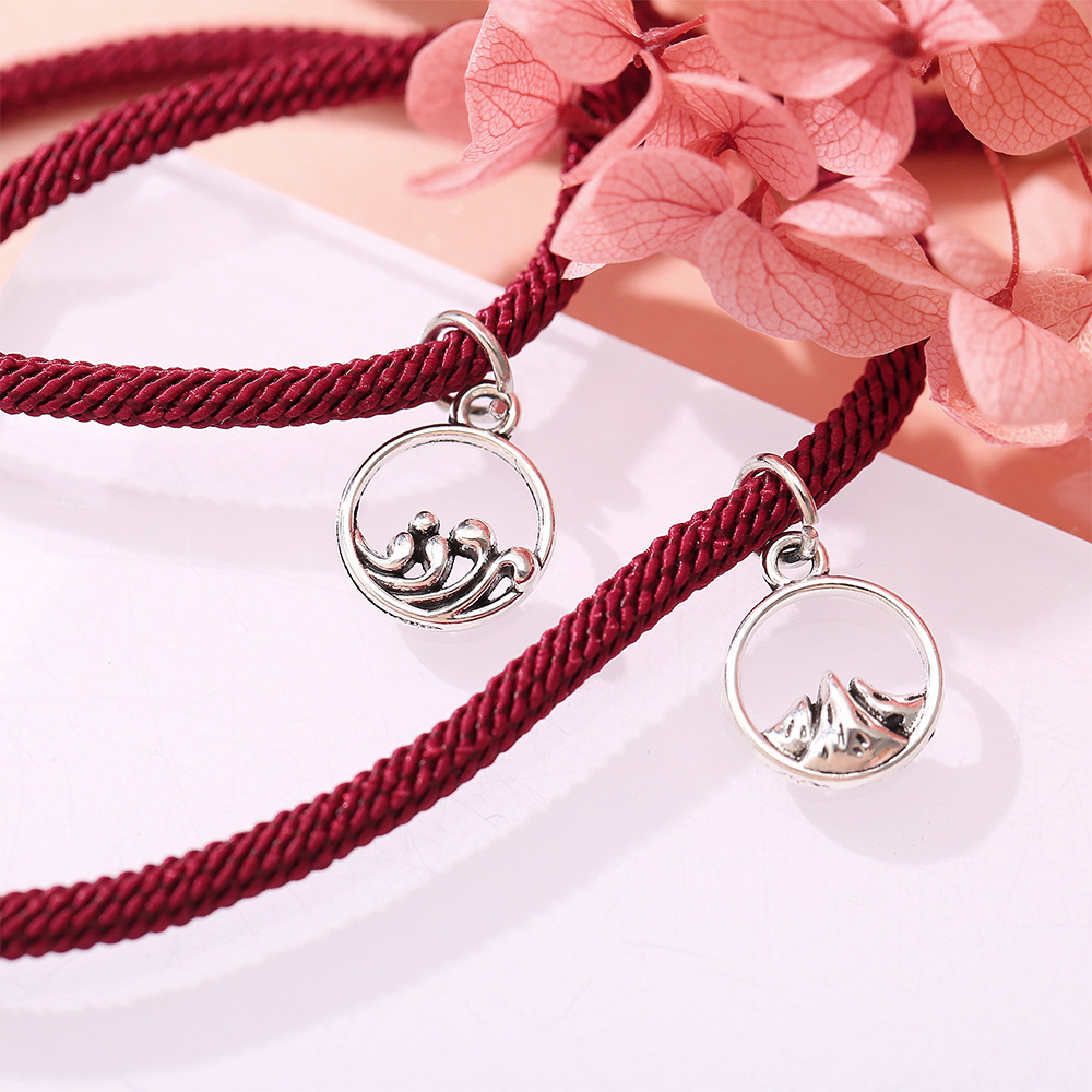 Set 2 Vòng Tay Dây Bện Mặt Sư Tử Nhỏ Dễ Điều Chỉnh Cho Cặp Đôi