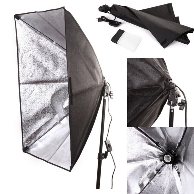 Softbox 50×70 gắn 1 đuôi đèn E27 kèm softbox 50x70