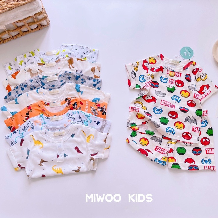 Bộ Đùi Bé Trai Phối Lật Lai Miwoo Kids Cotton Bozip Mềm Mịn Cho Bé 8-20kg