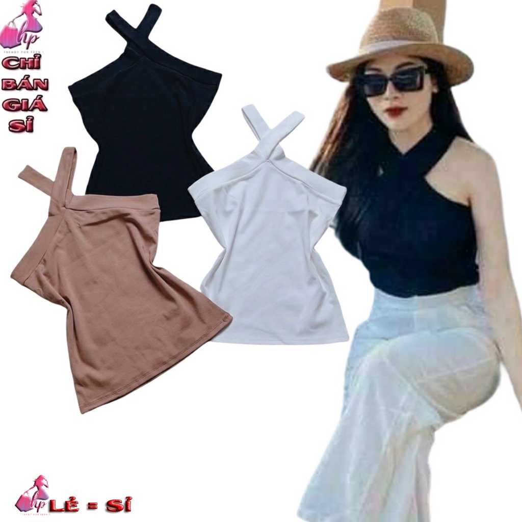 Áo nữ 2 dây chéo cổ croptop thun mịn xịn mẫu dễ thương thời trang nữ 2021 A4