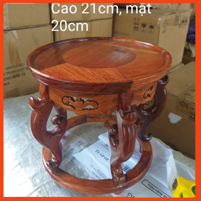 HÀNG THỦ CÔNG Đế tròn-Đôn tròn kiểu cổ Gỗ Hương Ta Đỏ cao 20cm giá  gốc