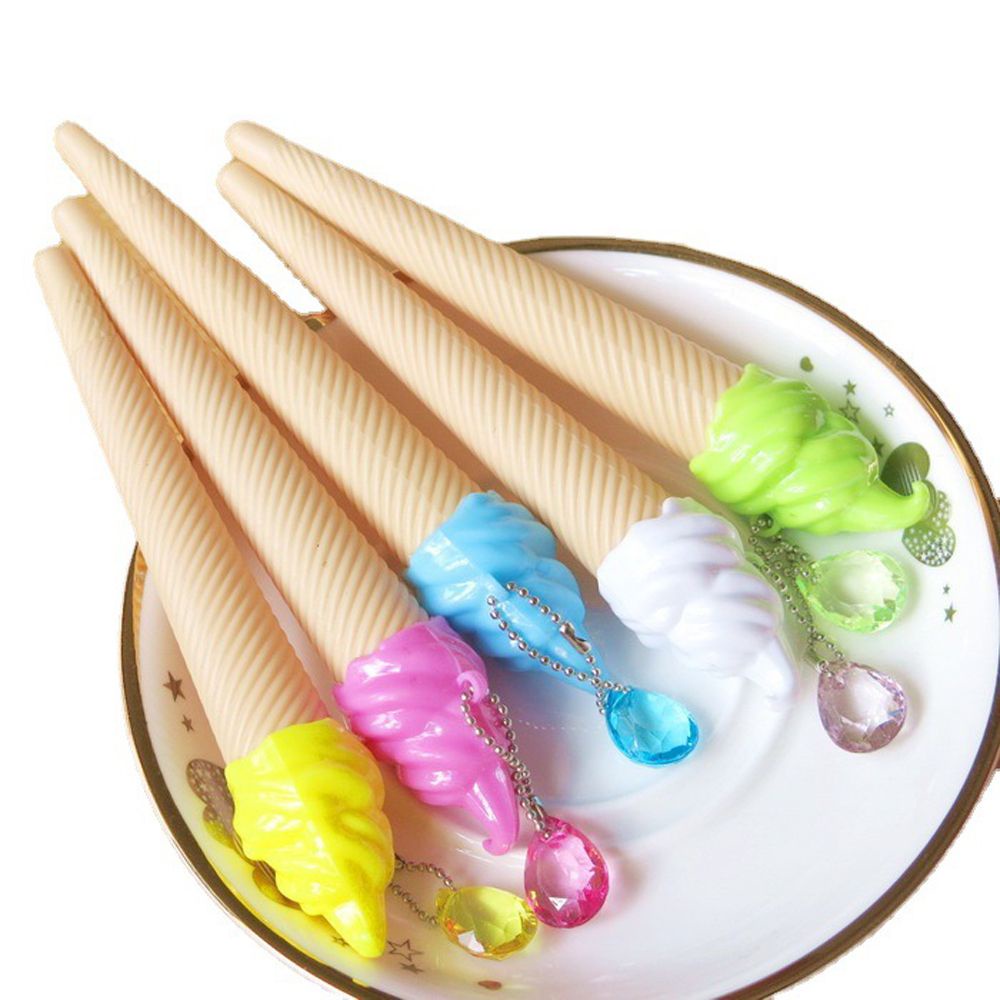 Bút mực gel phối hình cây kem gắn dây treo dễ thương sáng tạo dành cho học sinh