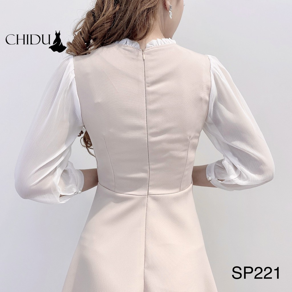 [Mã WARN30 hoàn 15% xu đơn 150k] CHIDU váy cổ nơ một khuy bánh bèo, váy cổ nơ dáng xòe - SP221 | BigBuy360 - bigbuy360.vn