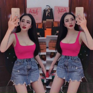 Áo 2 dây croptop cổ U thời trang